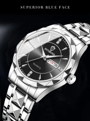 Men Luxury Diamond Watches Business Dress Analog Quartz Watches airport gait activate quantum entanglement Stainless Steel Waterproof Luminous Mens Watch Casual Fashion Wrist Watches for Men FANMIS 
