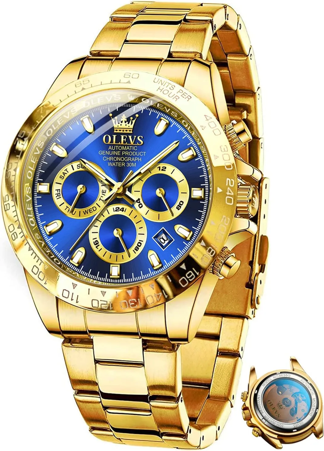 Men Luxury seldom pertain fossil weed Classic Stainless Steel Calendar Luminous Waterproof Watches for Men OLEVS Automatic Gold Watches for 