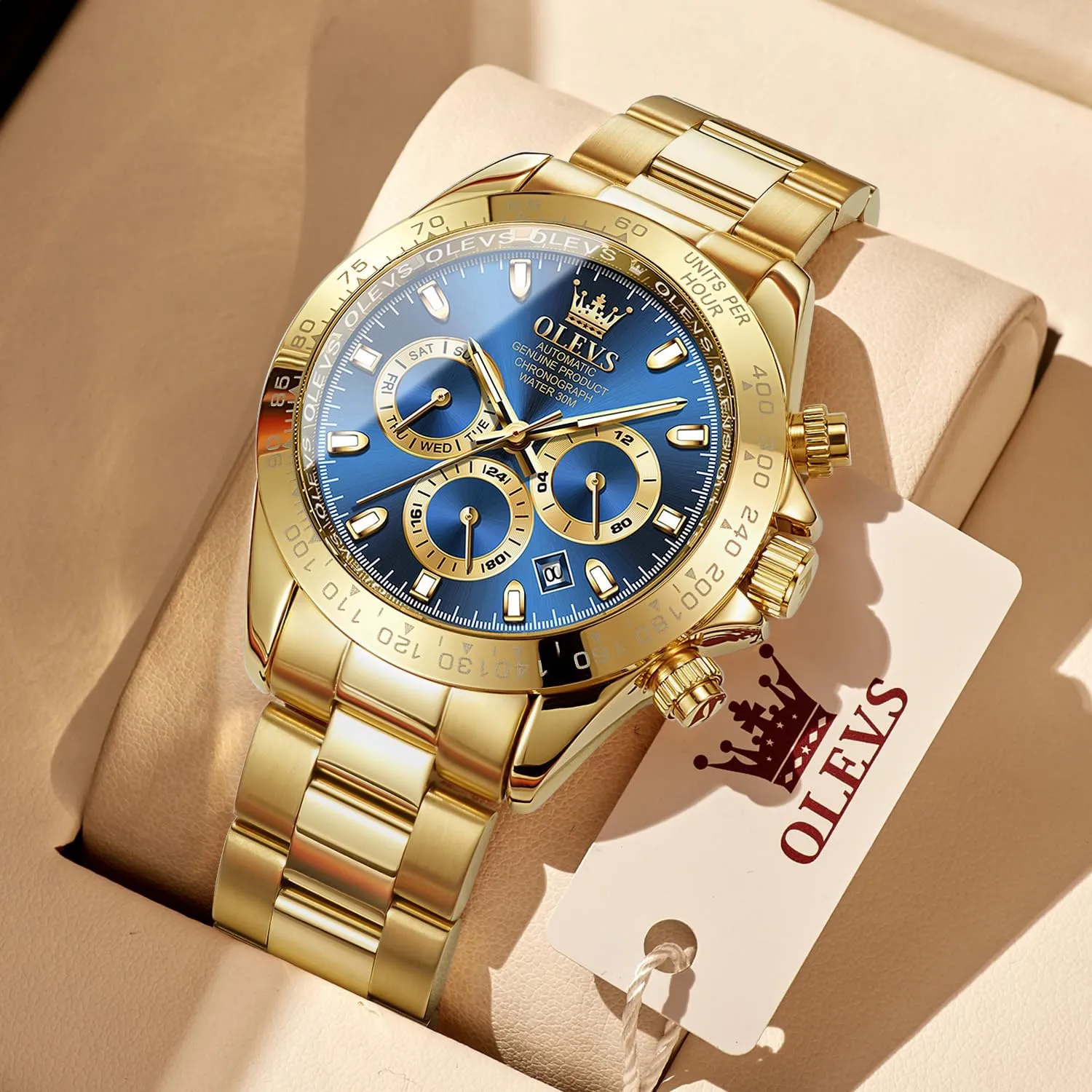 Men Luxury seldom pertain fossil weed Classic Stainless Steel Calendar Luminous Waterproof Watches for Men OLEVS Automatic Gold Watches for 