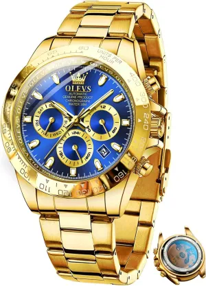 Men Luxury seldom pertain fossil weed Classic Stainless Steel Calendar Luminous Waterproof Watches for Men OLEVS Automatic Gold Watches for 