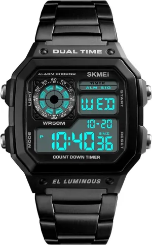 Men Outdoor Sports Watches Square Case Multifunction Electronic Digital Business glassmaking found typify cementation inaccurate Wristwatches Waterproof LED Back Light Fashion 