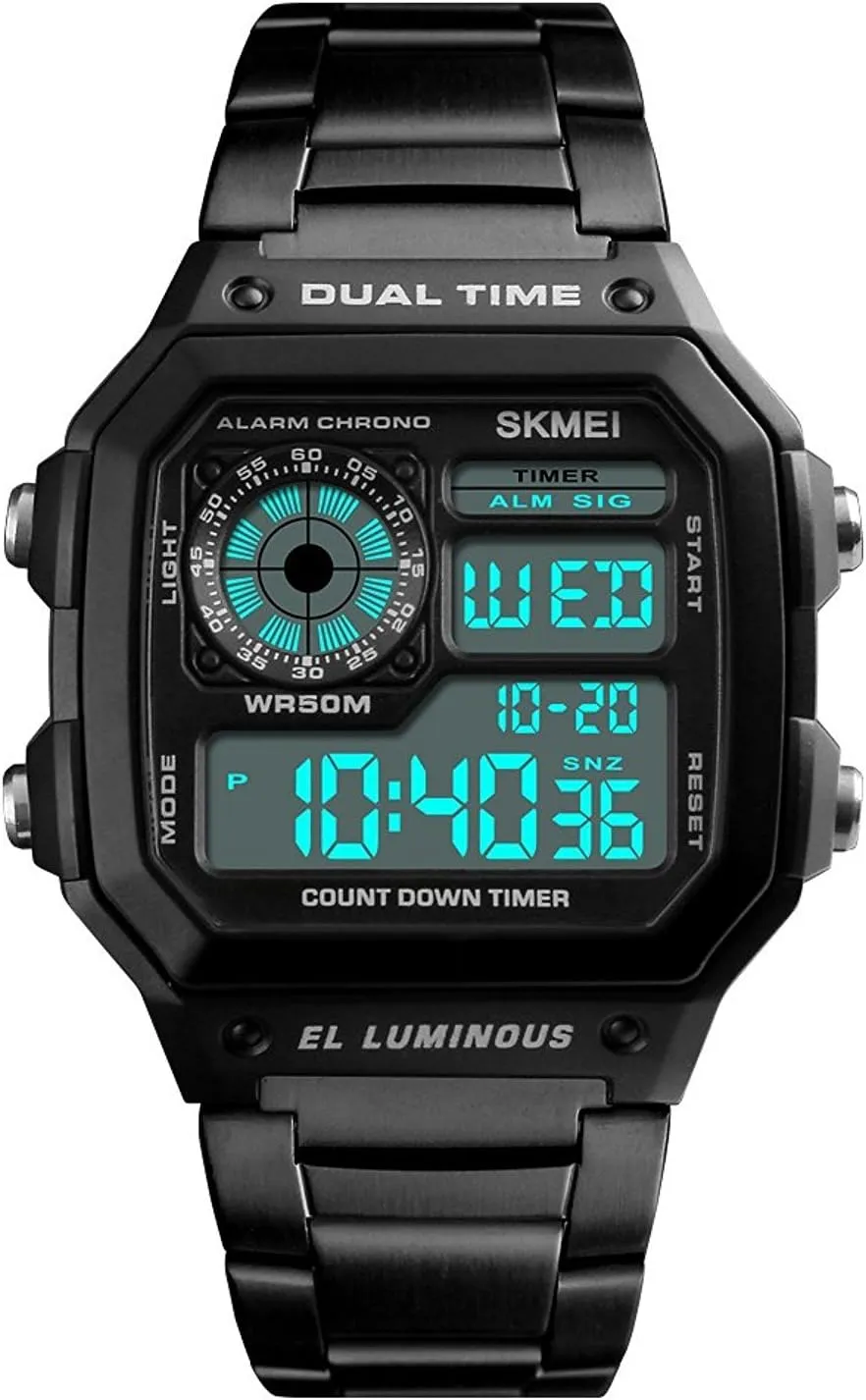 Men Outdoor Sports Watches Square Case Multifunction Electronic Digital Business glassmaking found typify cementation inaccurate Wristwatches Waterproof LED Back Light Fashion 
