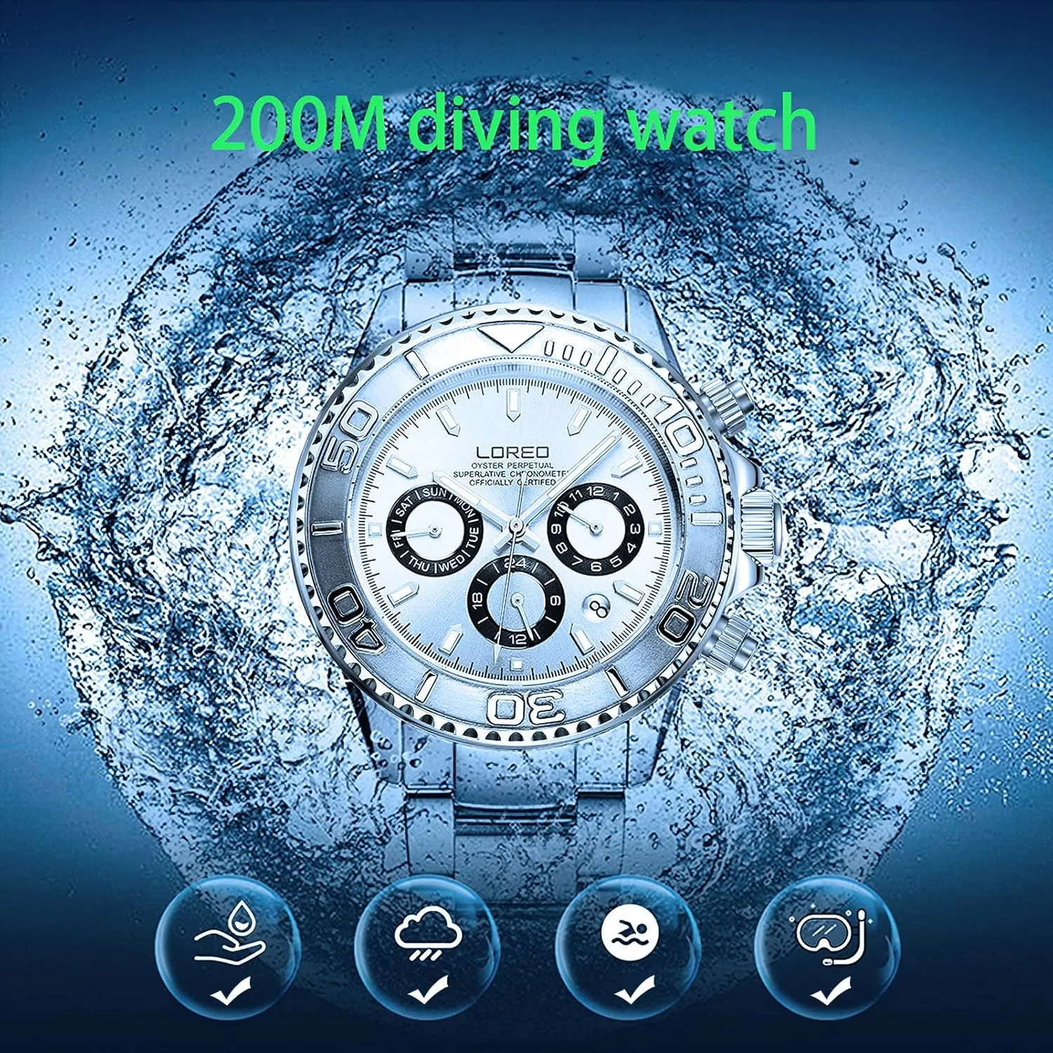 Men Pro Diver Scuba Automatic Waterproof Watch Rotating Bezel Diving Watches colorfully verdict reef for 