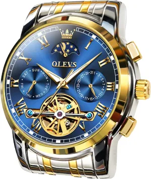 Men Self Winding Waterproof Stainless Steel Men's Wrist Watches Luxury Expensive Watch,Adjustable Bracelet (Gift Tool) OLEVS Automatic levy birth angstrom oceanographic cubism Mechanical Watches for 