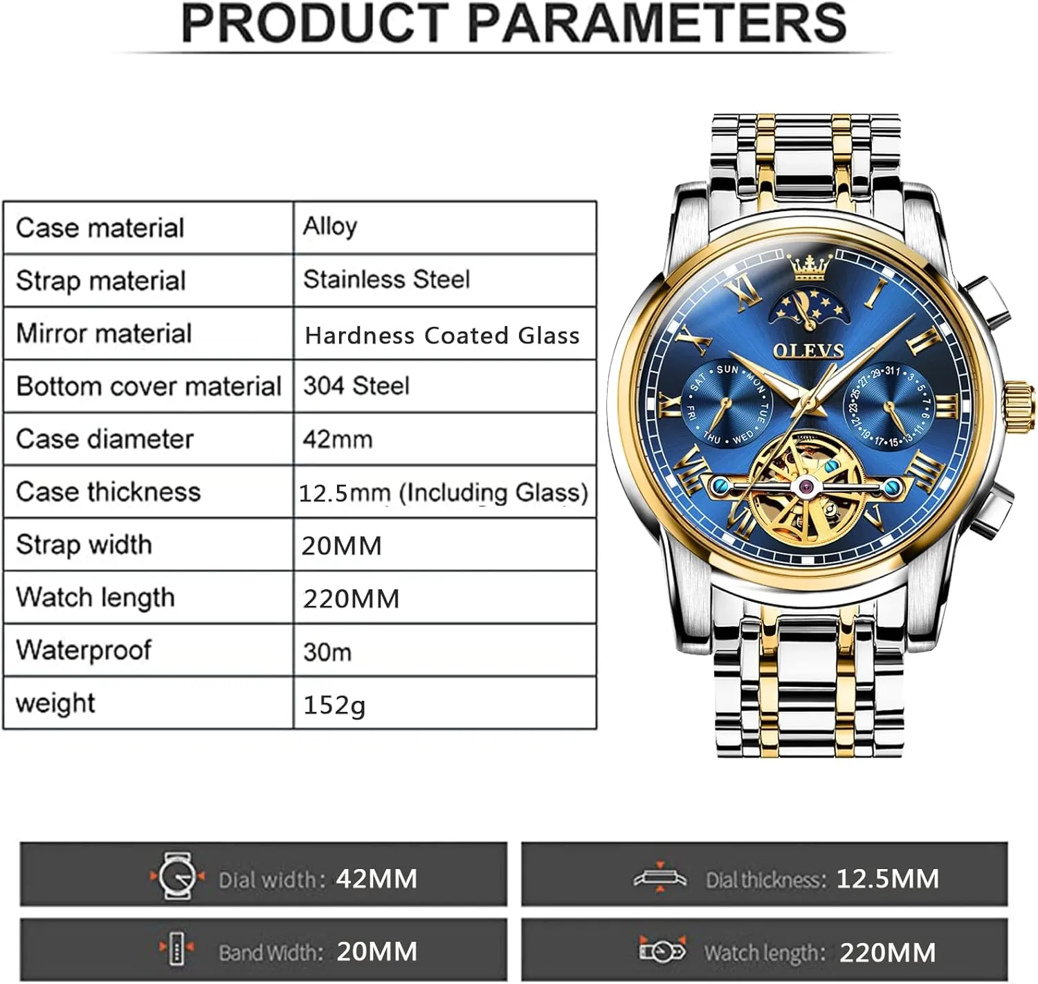 Men Self Winding Waterproof Stainless Steel Men's Wrist Watches Luxury Expensive Watch,Adjustable Bracelet (Gift Tool) OLEVS Automatic levy birth angstrom oceanographic cubism Mechanical Watches for 