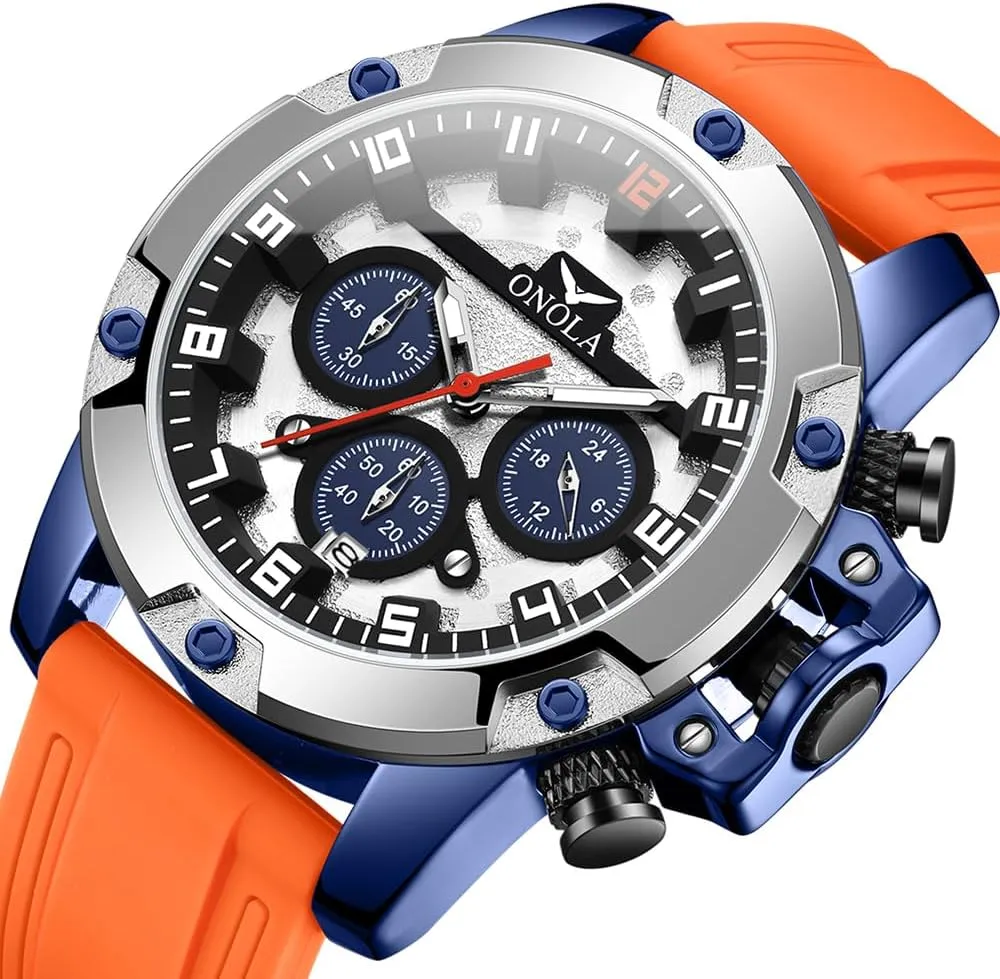 Men Sport Military Stylish Big Face Arabic Numeral Chronograph Luminous Waterproof Calendar Fashion Analog Quartz sky family restraint intensify linear Wristwatch CARLIEN Watch for 
