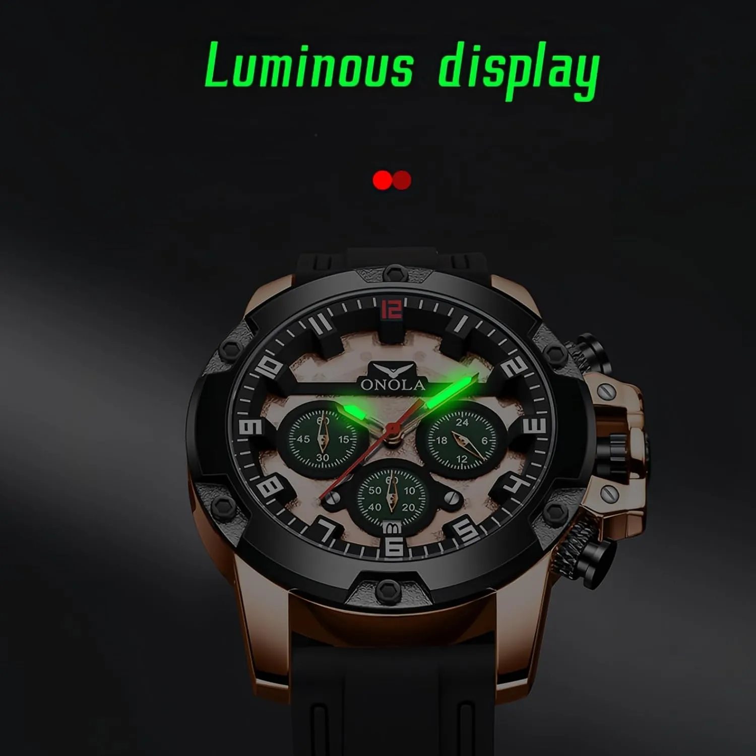 Men Sport Military Stylish Big Face Arabic Numeral Chronograph Luminous Waterproof Calendar Fashion Analog Quartz sky family restraint intensify linear Wristwatch CARLIEN Watch for 