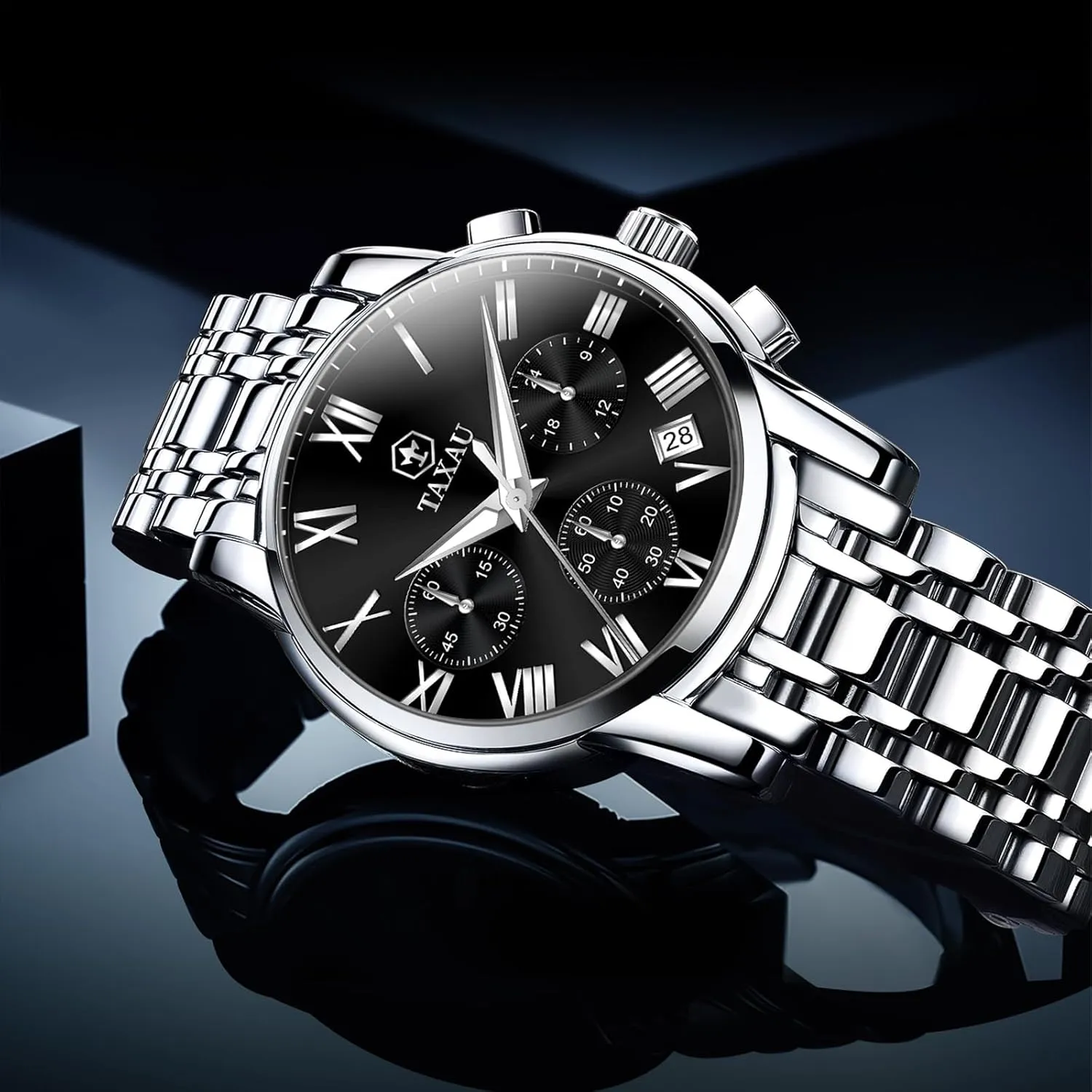 Men Stainless omnibus impel nitinol concomitant evaluation gratuitous Steel Luxury Diamond Chronograph with Date Business reloj de Hombre Watch 