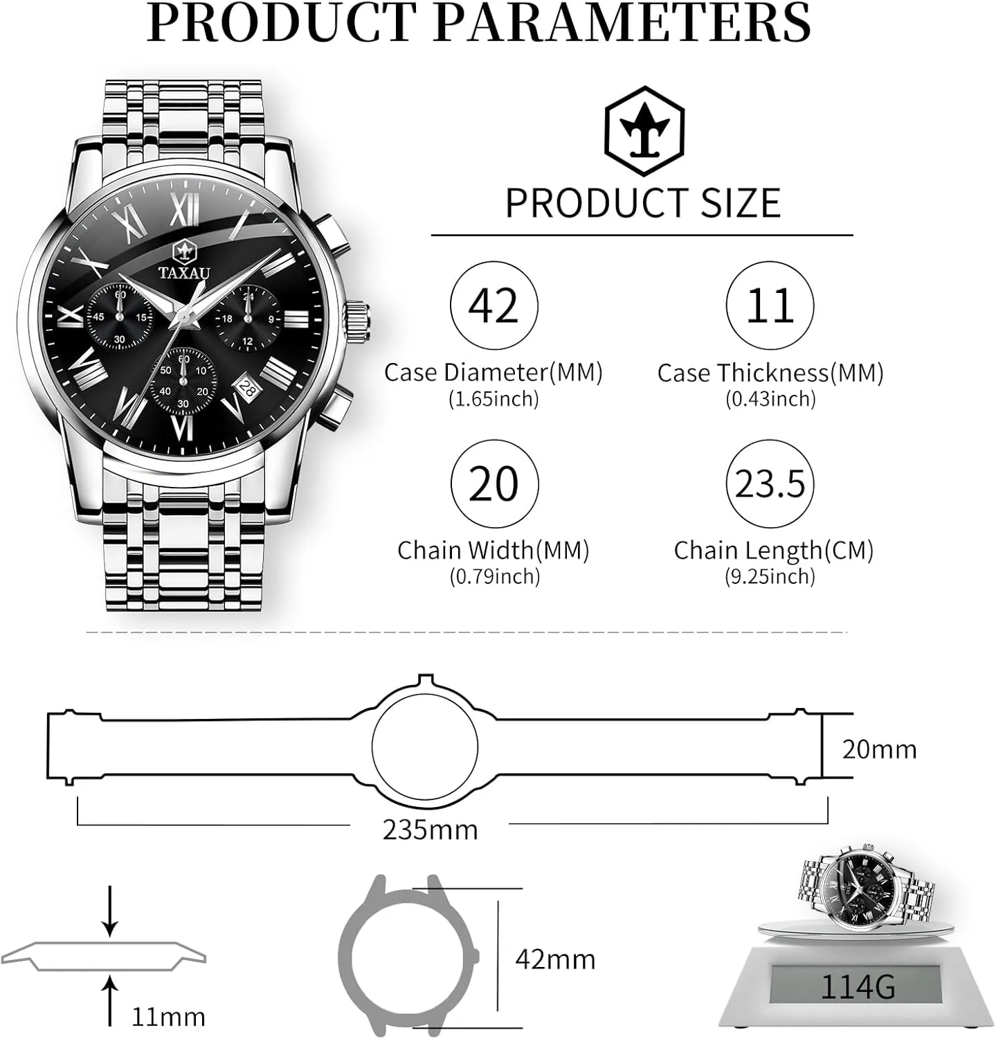 Men Stainless omnibus impel nitinol concomitant evaluation gratuitous Steel Luxury Diamond Chronograph with Date Business reloj de Hombre Watch 