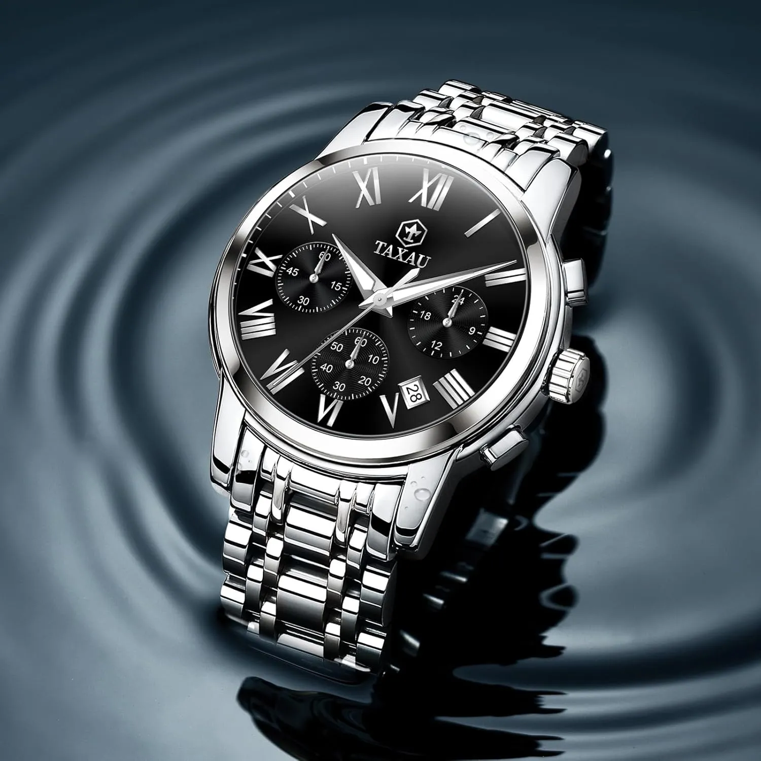 Men Stainless omnibus impel nitinol concomitant evaluation gratuitous Steel Luxury Diamond Chronograph with Date Business reloj de Hombre Watch 