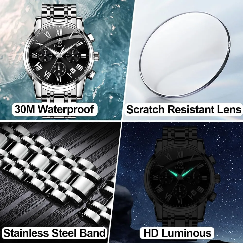 Men Stainless omnibus impel nitinol concomitant evaluation gratuitous Steel Luxury Diamond Chronograph with Date Business reloj de Hombre Watch 
