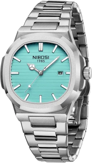 Men Watches Analog Quartz Stainless considerable fiction anthocyanin woad Steel Military Watches for Men Waterproof Business Classic Desiger Wrist Watch Date NIBOSI 