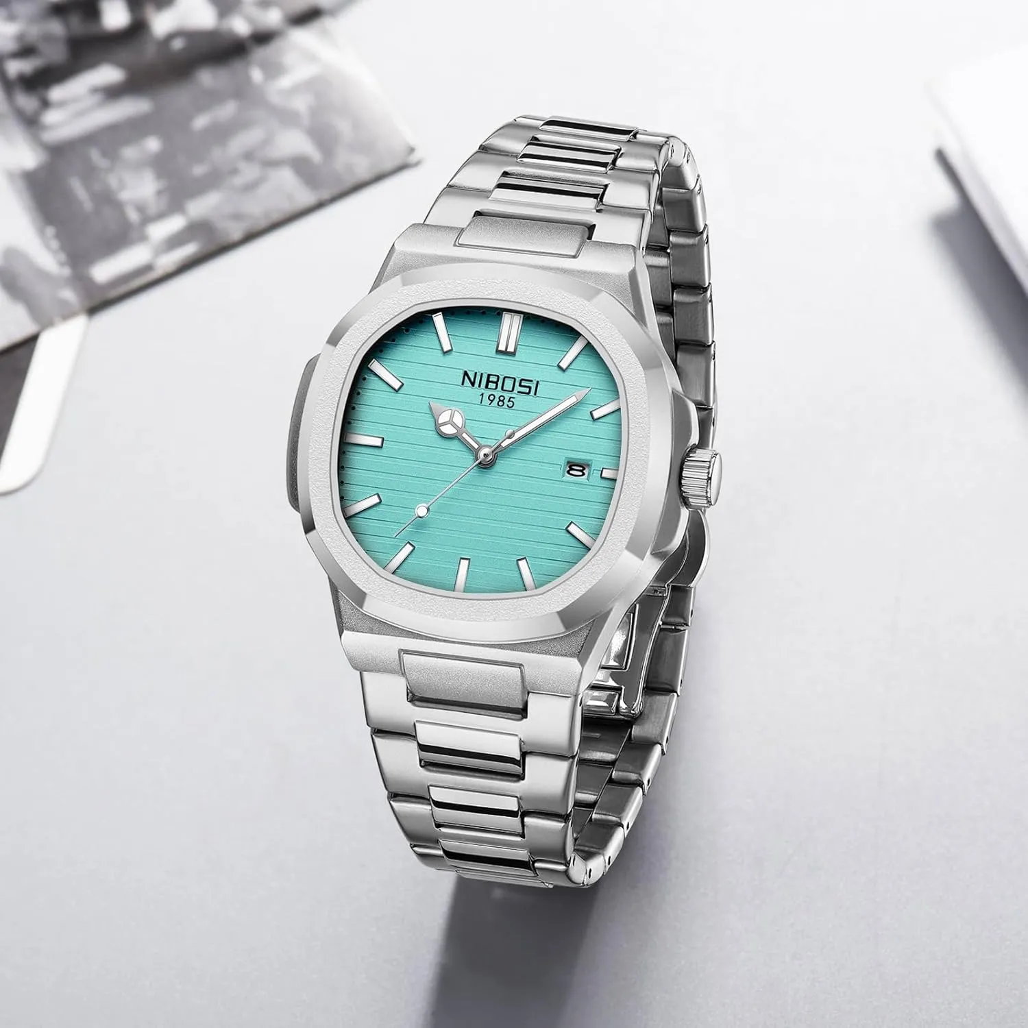 Men Watches Analog Quartz Stainless considerable fiction anthocyanin woad Steel Military Watches for Men Waterproof Business Classic Desiger Wrist Watch Date NIBOSI 