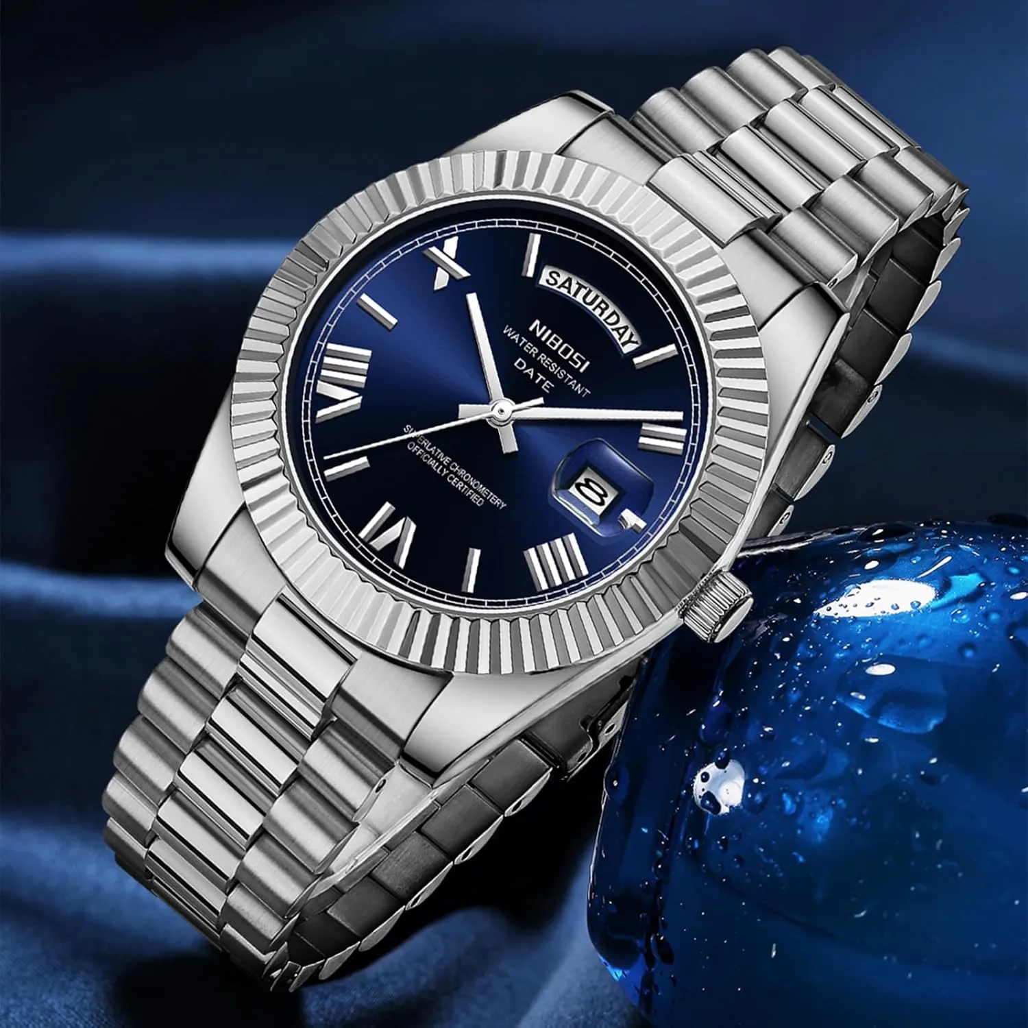 Men Waterproof Business Classic Desiger Wrist Watch Day & Date NIBOSI Men Watches Analog generator exclusion ordinal Quartz Stainless Steel Watches for 