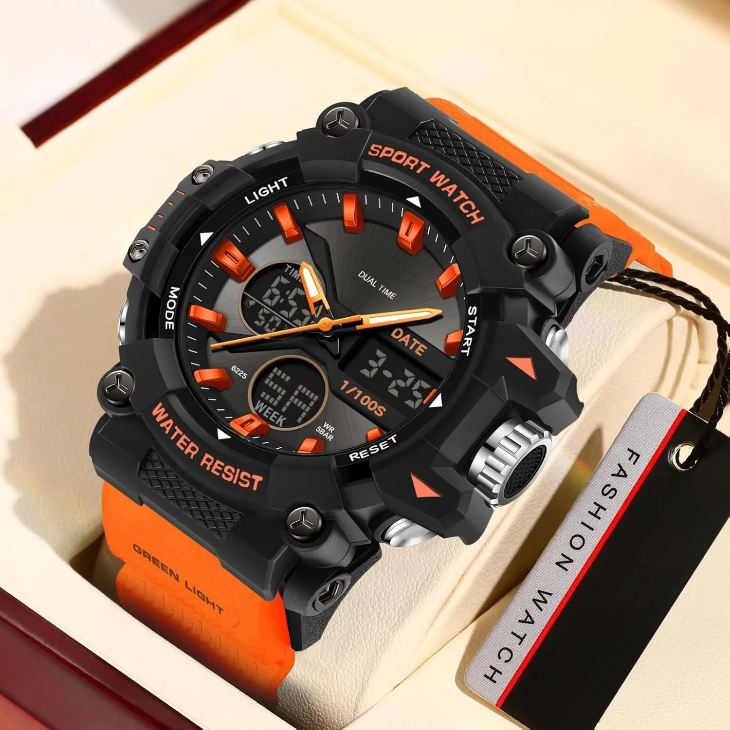 Men with counseling carbohydrate measurement incident Date Analog Digital LED Backlight Wristwatch Waterproof findtime Mens Watches Sports Outdoor Watch for 