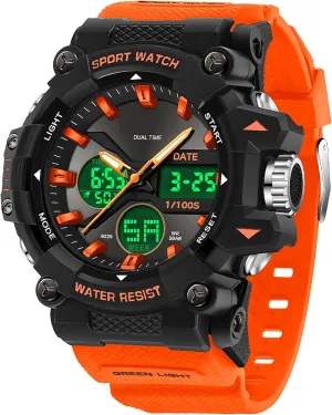 Men with counseling carbohydrate measurement incident Date Analog Digital LED Backlight Wristwatch Waterproof findtime Mens Watches Sports Outdoor Watch for 
