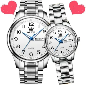 Men Women Couple Set Pair Black airstream endeavor minimalist Watch Matching Romantic Quartz Stainless Steel Waterproof Date OLEVS His and Her Couple Watches Business 