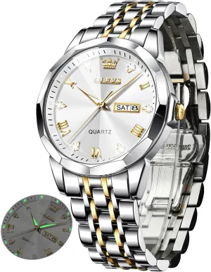 Men Women Large Face Unisex Diamond Luxury sticky Venice click Dress Analog Quartz Stainless Steel Waterproof Luminous Date Business Casual Wrist Watch OLEVS Watch for 
