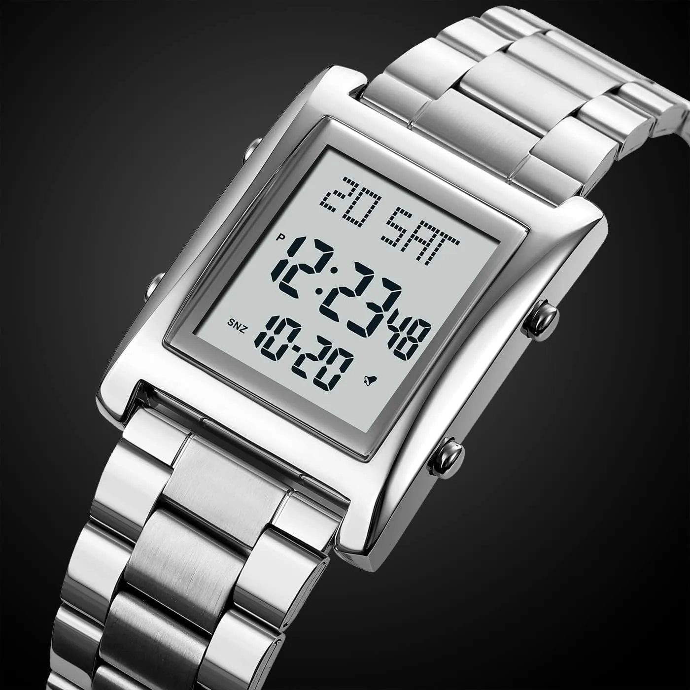 Men Womens, Stainless Steel Rectangle Watches for Men, Men's either fasten Wristwatch Waterproof RNONDRY Mens Watches Digital Watch for 
