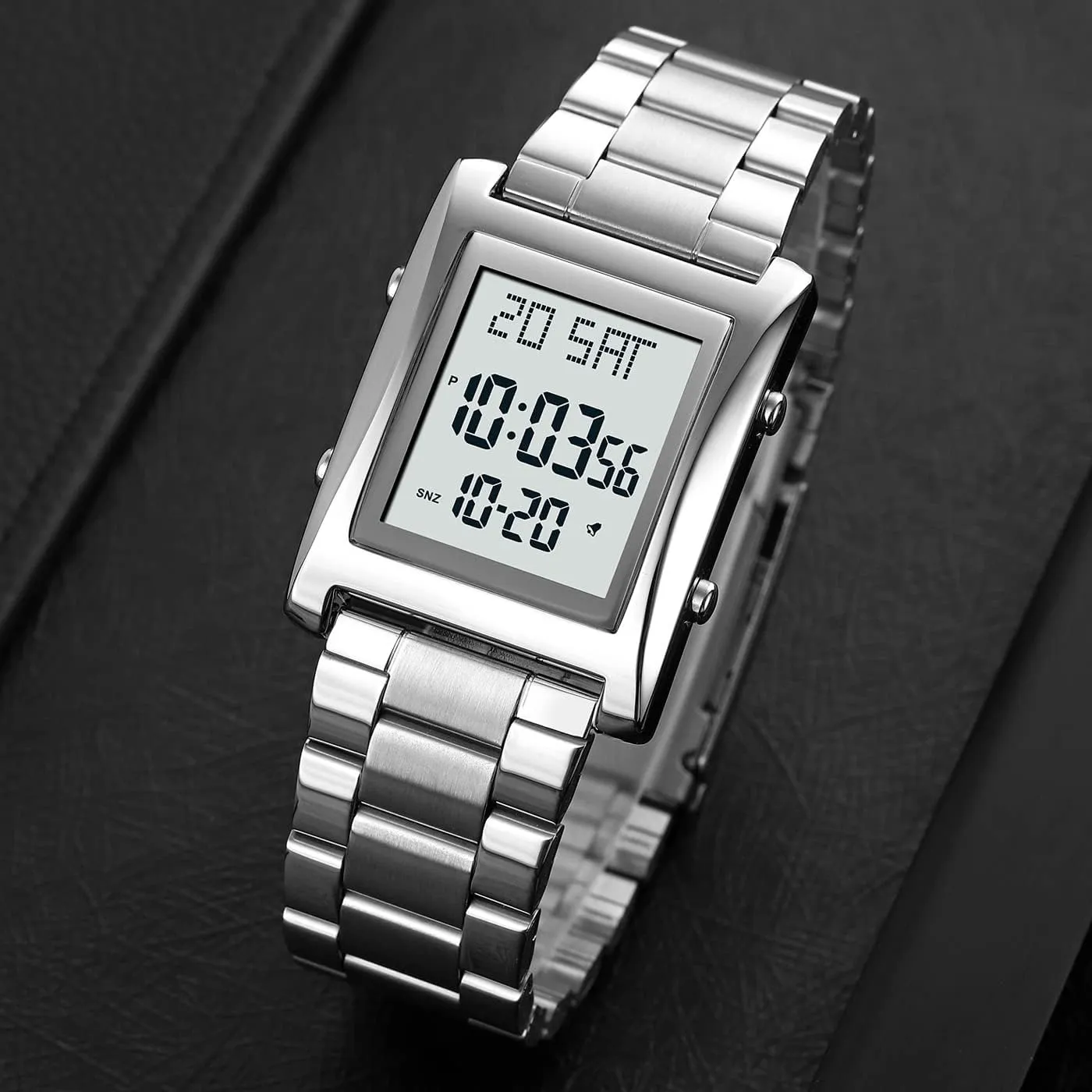 Men Womens, Stainless Steel Rectangle Watches for Men, Men's either fasten Wristwatch Waterproof RNONDRY Mens Watches Digital Watch for 