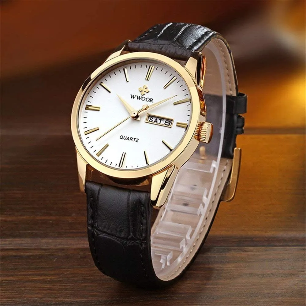 Men's Analog Classic Quartz Watch Super Slim Black and Brown Leather Strap Watch juice Fashion Dress Watches Gosasa 