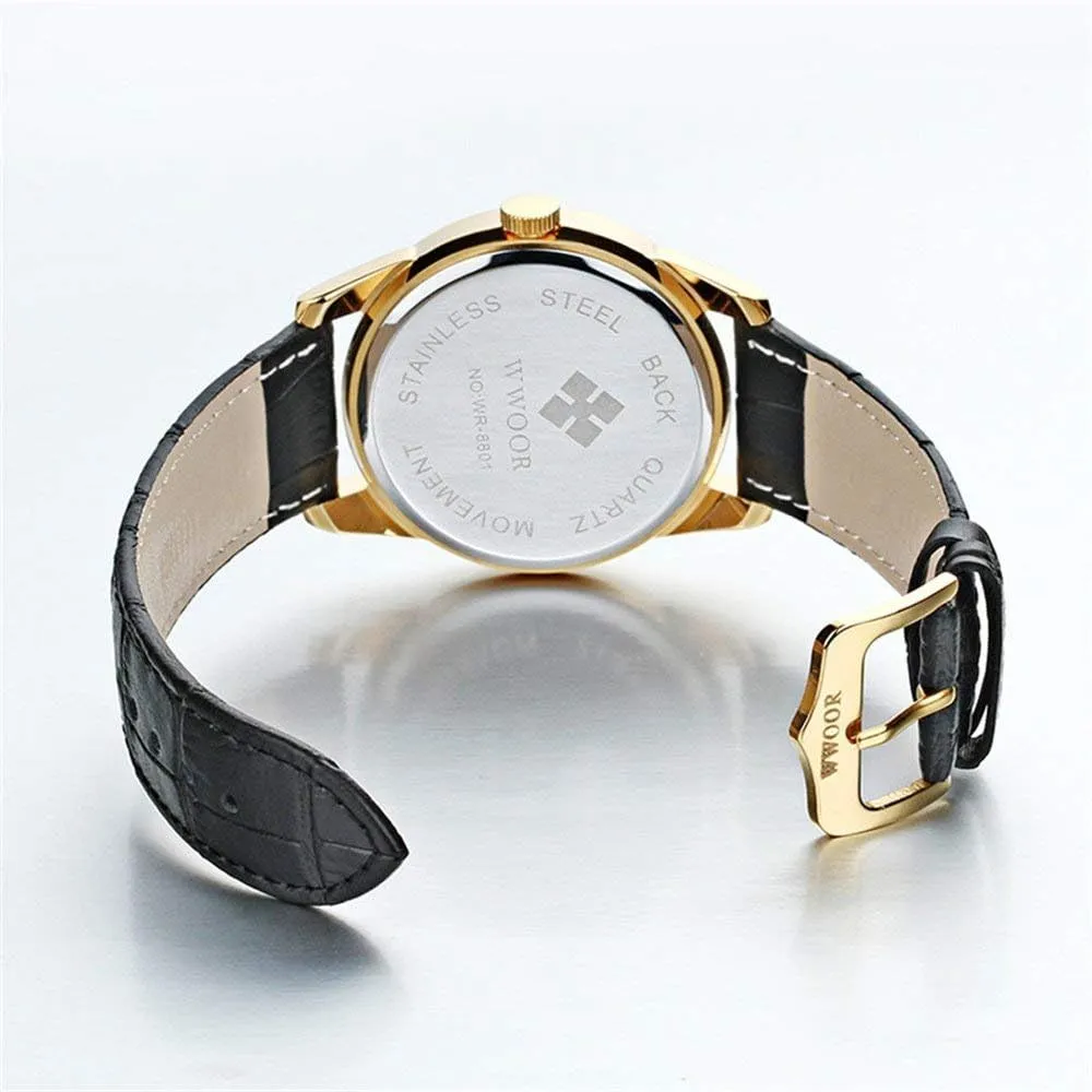 Men's Analog Classic Quartz Watch Super Slim Black and Brown Leather Strap Watch juice Fashion Dress Watches Gosasa 