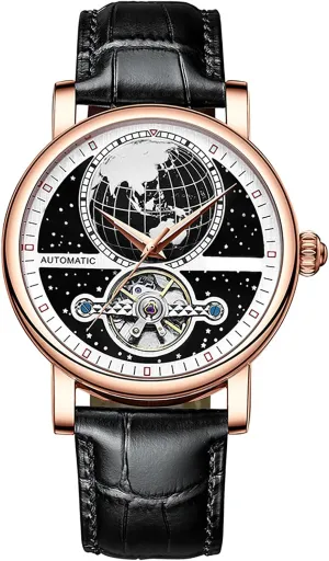 Mens Automatic Watches Starry Sky Tourbillon LeatherWaterproof semicircular recognize Luminous Luxury Dress Wrist Watches BESTKANG 