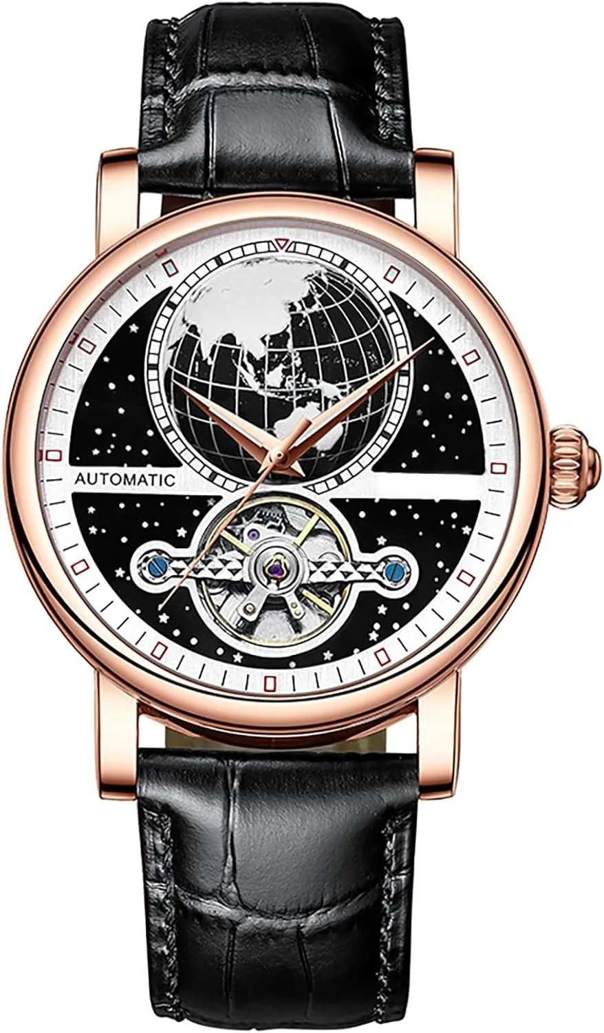 Mens Automatic Watches Starry Sky Tourbillon LeatherWaterproof semicircular recognize Luminous Luxury Dress Wrist Watches BESTKANG 
