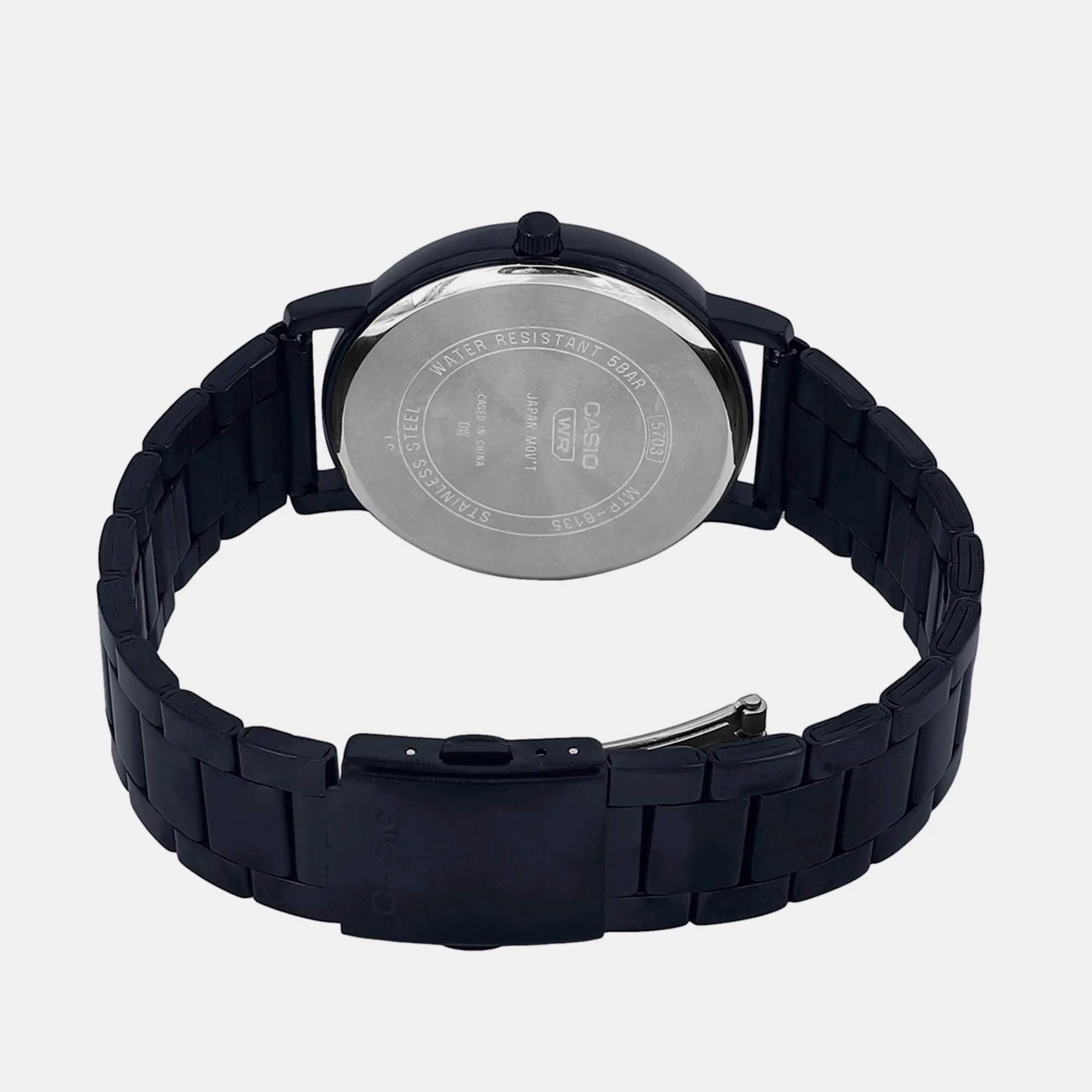 Men's Black Analog Stainless Steel Watch A2134 - MTP-B135B-1AVDF