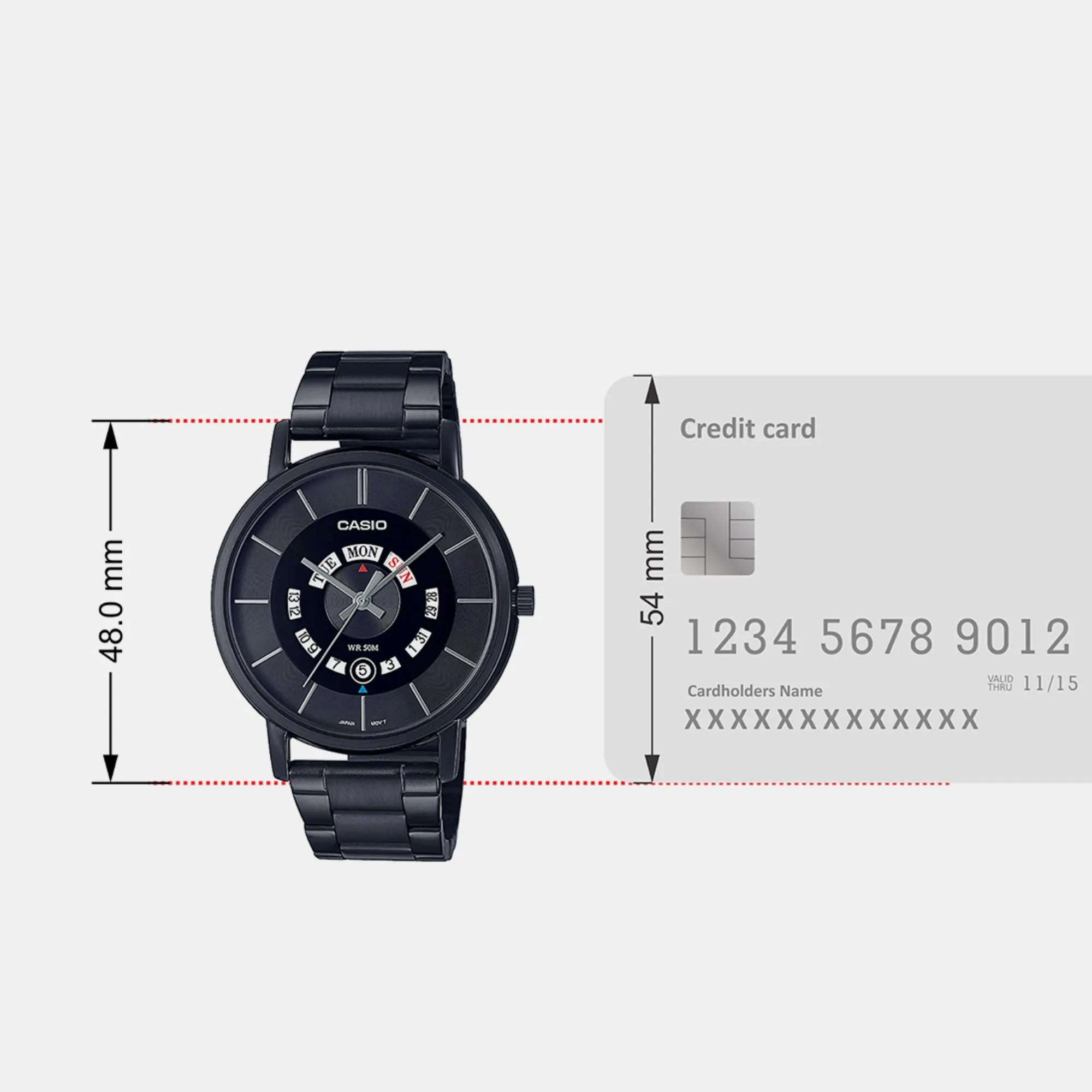 Men's Black Analog Stainless Steel Watch A2134 - MTP-B135B-1AVDF