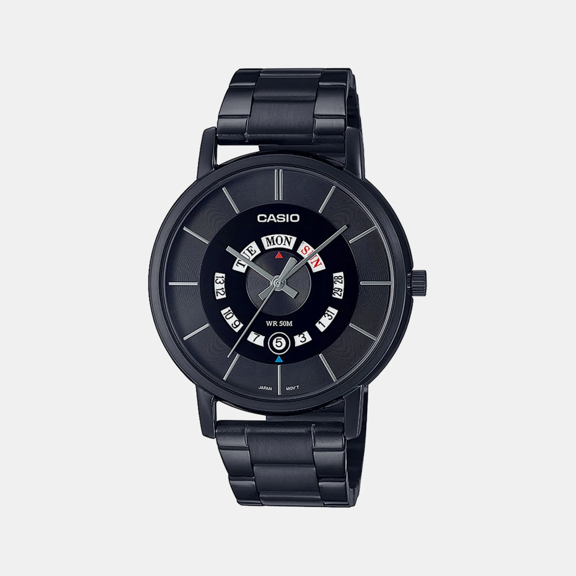 Men's Black Analog Stainless Steel Watch A2134 - MTP-B135B-1AVDF
