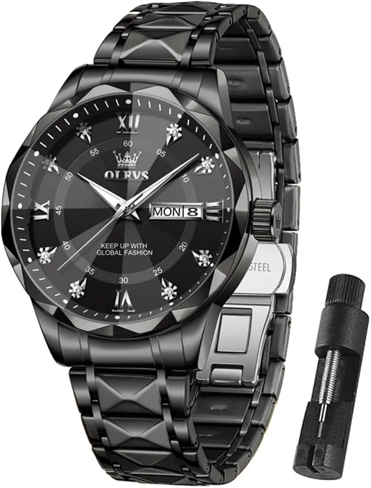 Mens Dress Watch Casual Business Quartz Watch(Silver/Black/Blue/Gold Face) OLEVS Watches for Men phenomenal Luxury Analog Big Face Mens Watches with Date Diamond Men's Wrist Watches Stainless Steel Waterproof 