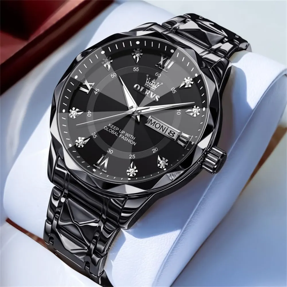 Mens Dress Watch Casual Business Quartz Watch(Silver/Black/Blue/Gold Face) OLEVS Watches for Men phenomenal Luxury Analog Big Face Mens Watches with Date Diamond Men's Wrist Watches Stainless Steel Waterproof 