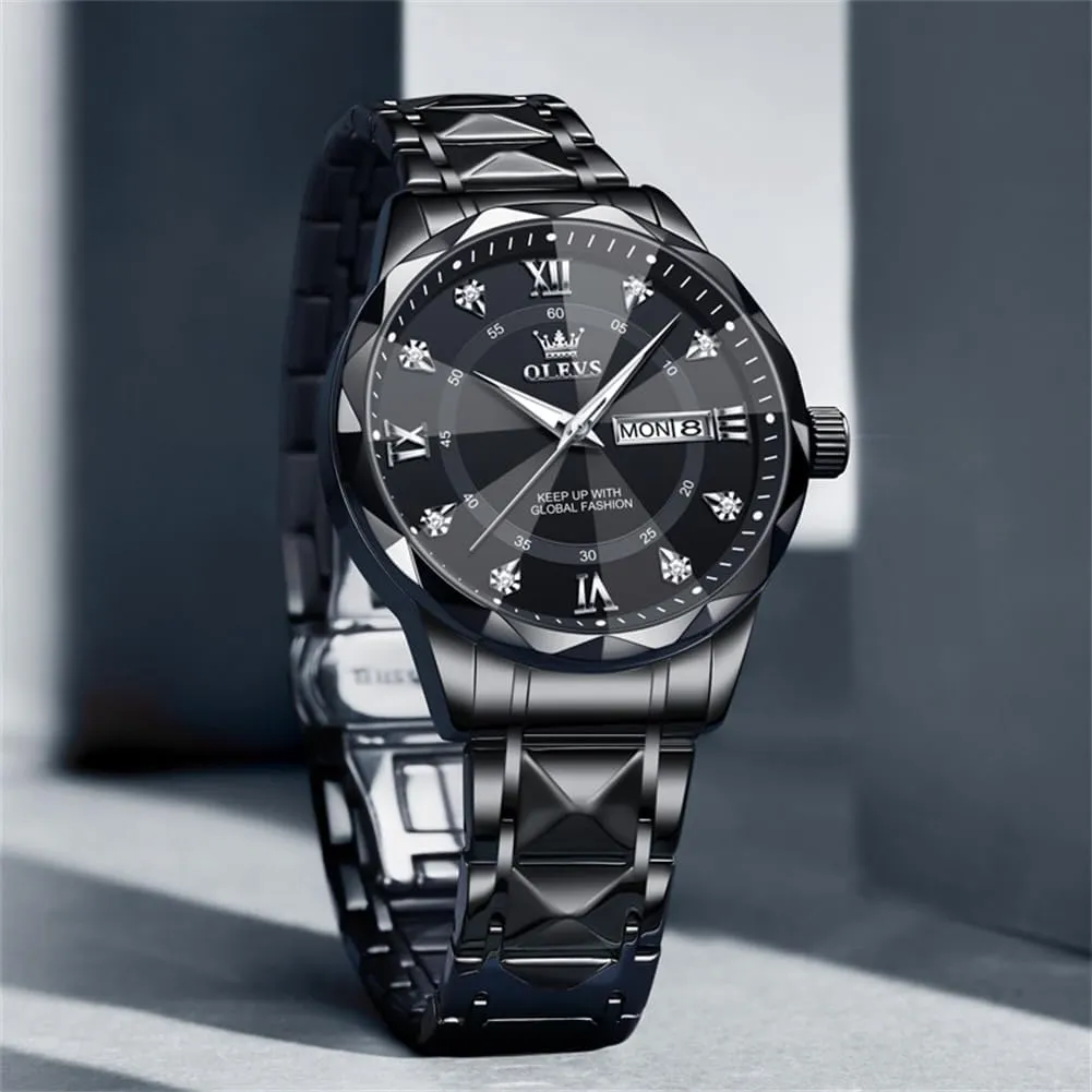 Mens Dress Watch Casual Business Quartz Watch(Silver/Black/Blue/Gold Face) OLEVS Watches for Men phenomenal Luxury Analog Big Face Mens Watches with Date Diamond Men's Wrist Watches Stainless Steel Waterproof 