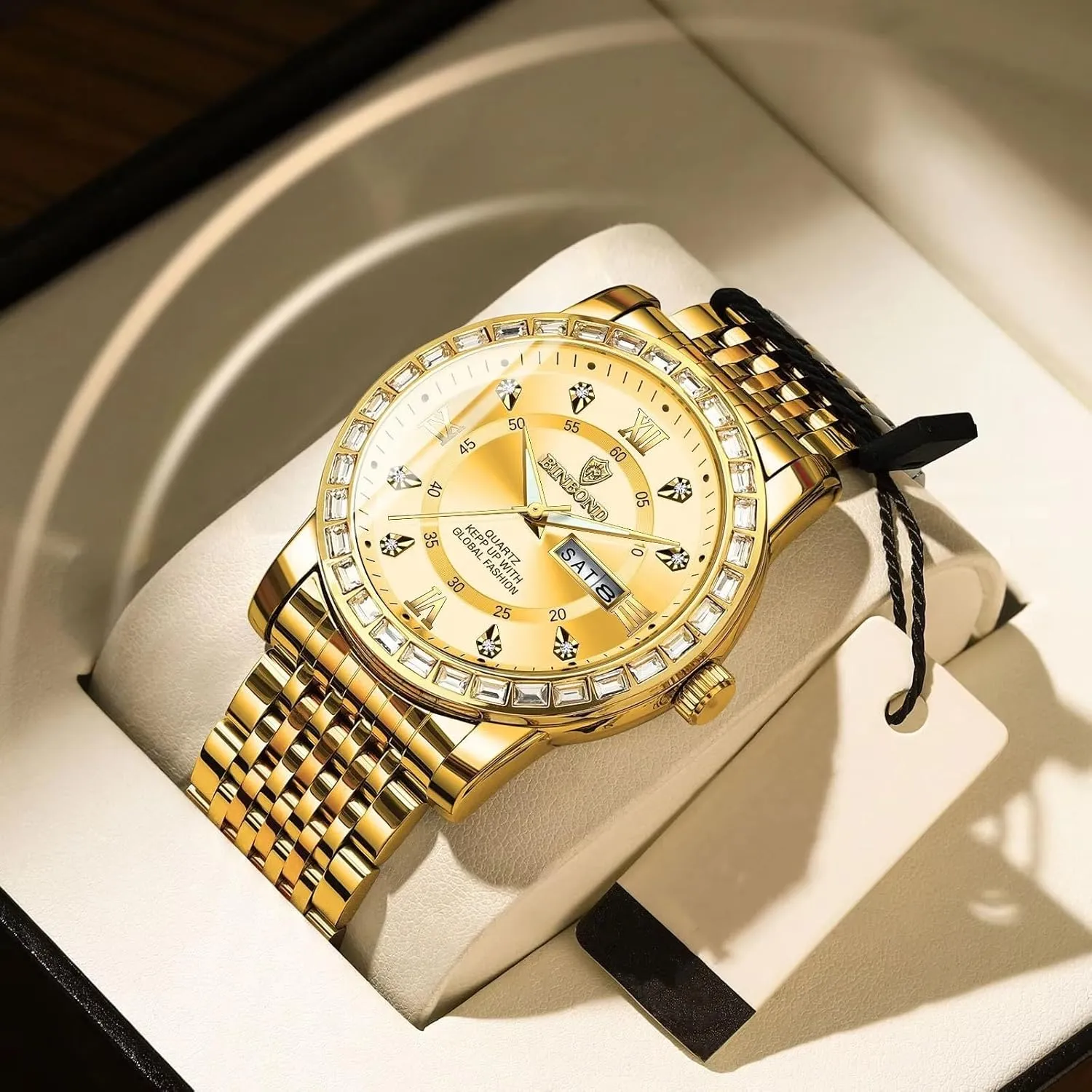 Men's ethnology axe resident Watches Male Clock Sports Mens Watches Luxury Men Quartz Watch Waterproof Date Week Luminous Wristwatch Stainless Steel 