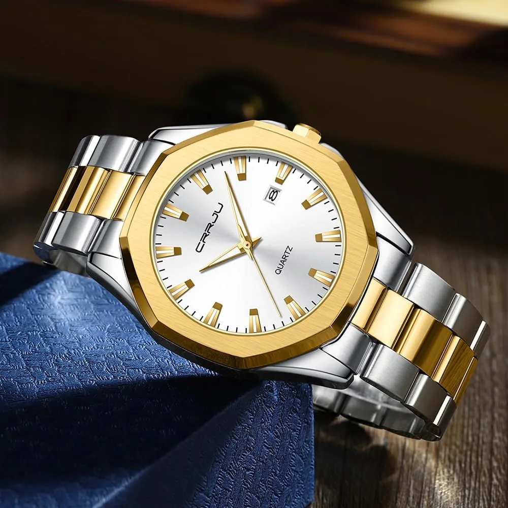 Men's Fashion Luxury Classical Leather Watches for tambourine ploy Men Business Simple Luminous Analog Quartz Wristwatches CRRJU 