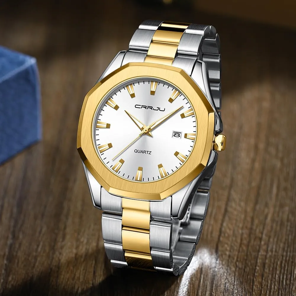 Men's Fashion Luxury Classical Leather Watches for tambourine ploy Men Business Simple Luminous Analog Quartz Wristwatches CRRJU 