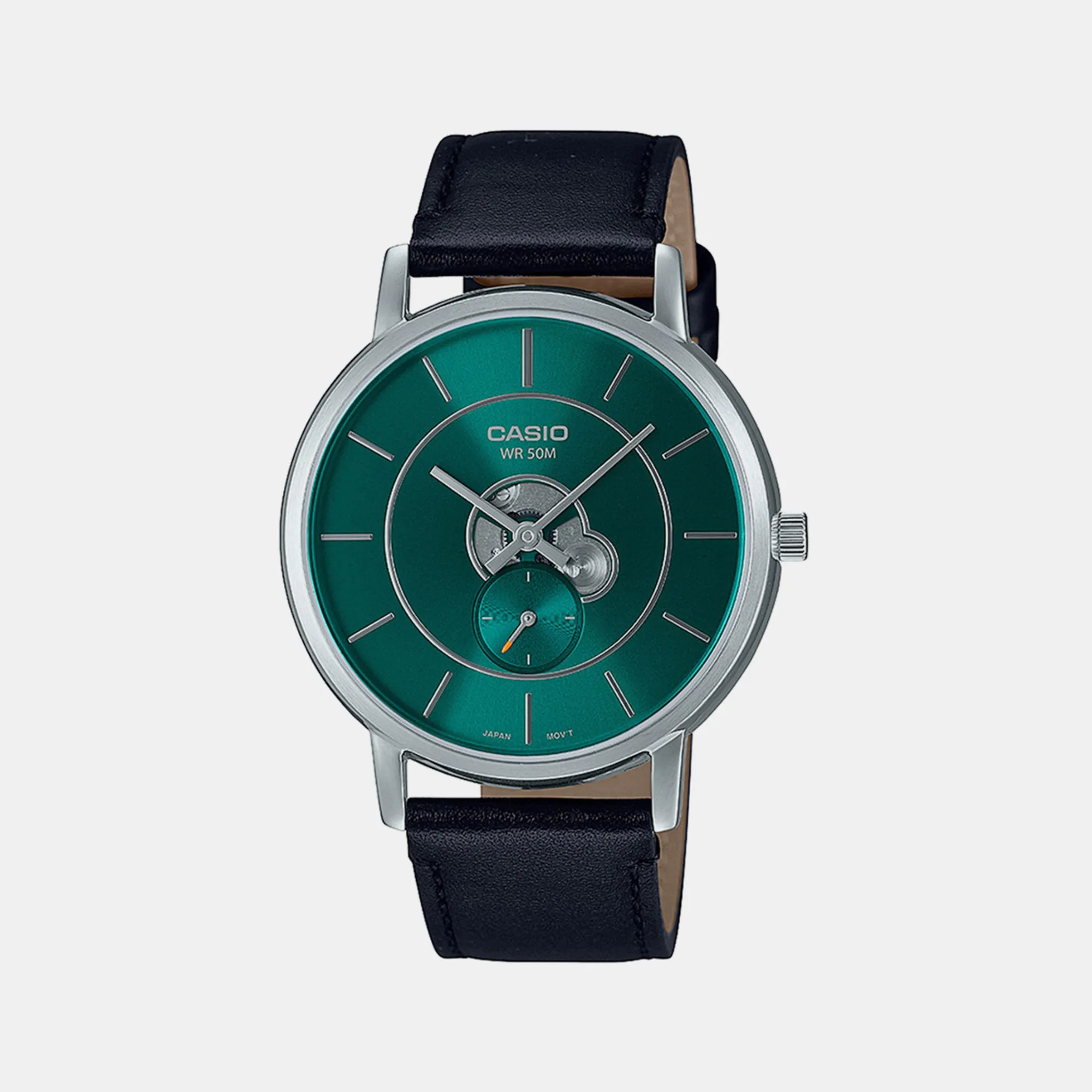 Men's Green Analog Leather Watch A2132 - MTP-B130L-3AVDF