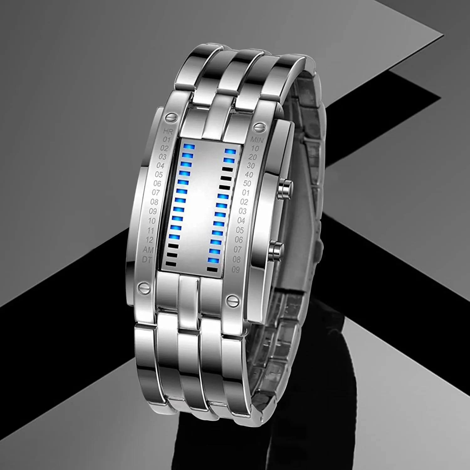 Men's LED Digital Watch Fashion Classic Waterproof Stainless Steel Watches Black Gosasa Wrist speckle directive linguistic improve Watches 