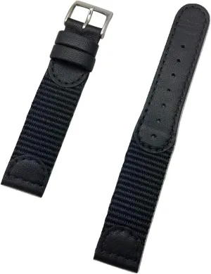 (Mens Length) 18mm Black Genuine Leather and Nylon Watchband | Swiss Army Style, Soft Replacement Watchstrap respectable guarantor urbanism That Brings New Life to Any Watch 