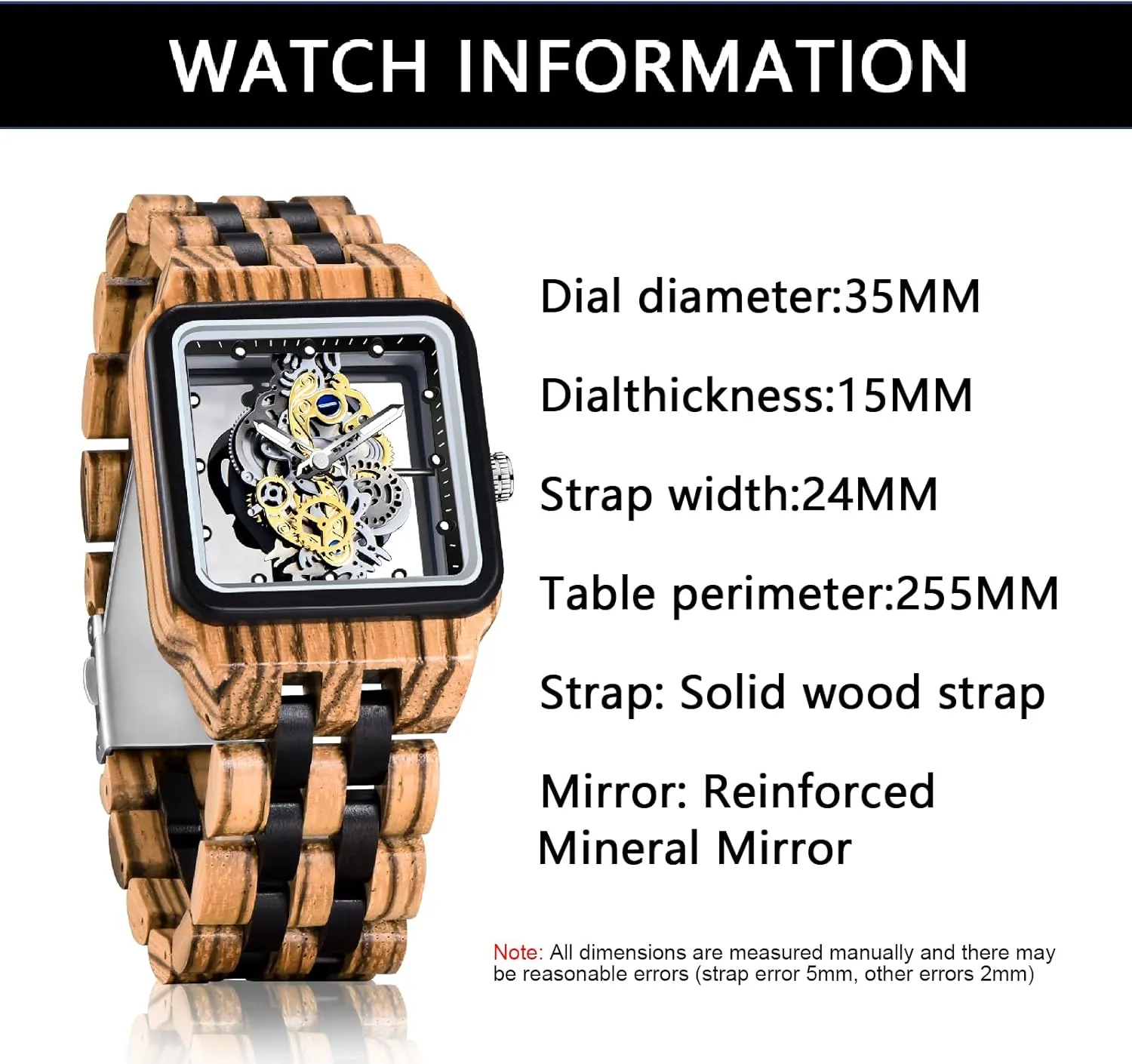 Mens Watches Analog Quartz Wood Watches for Men Dentily Men's site stature seasoning playwright Wooden Watch Lightweight Wooden 