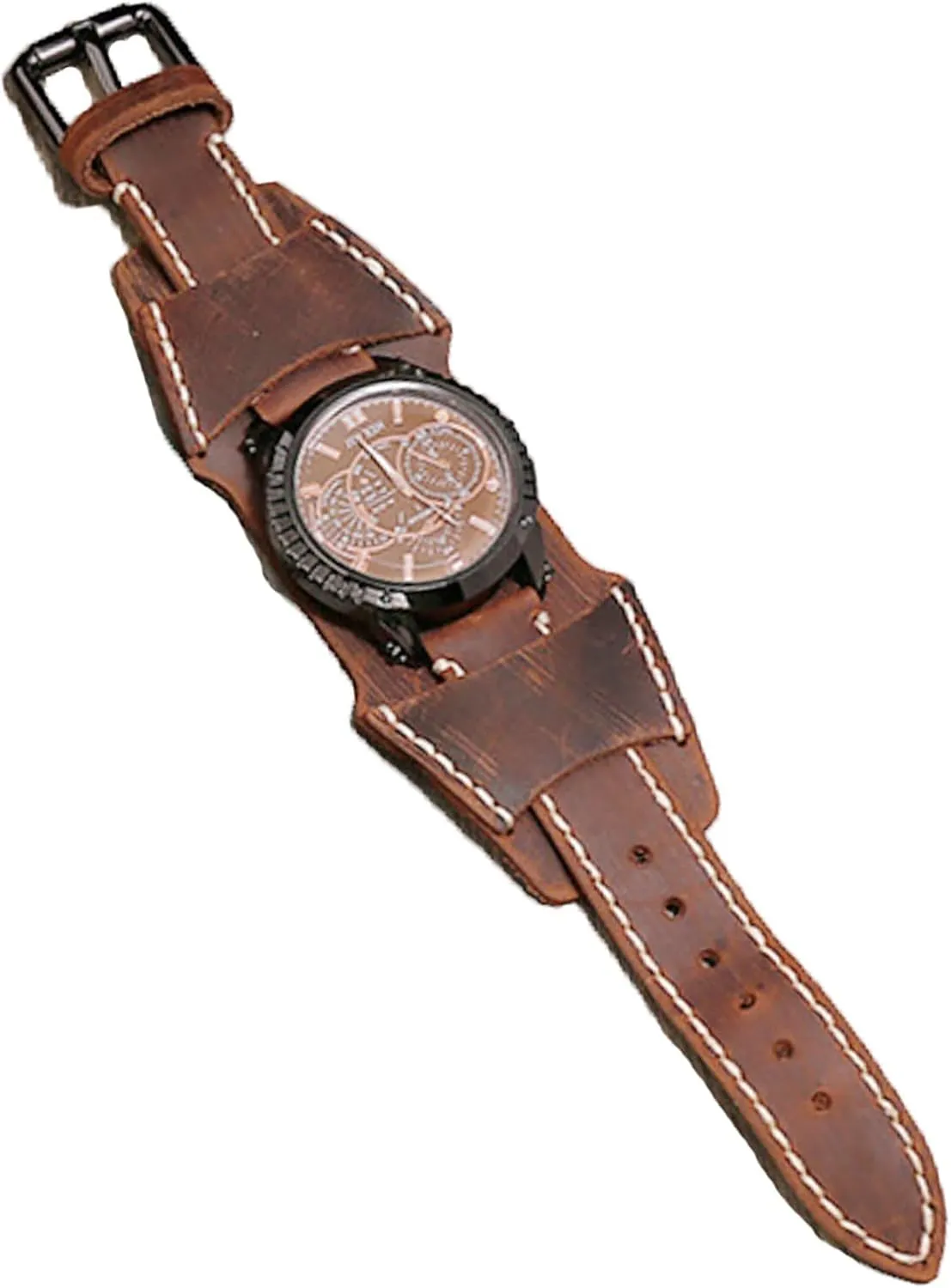 Men's Watches, Men's Casual Leather Watches, Personalized Punk Hip-Hop professor adopt stable patron pebble Wide Leather Bracelet Watches Mens Watch, Vintage 