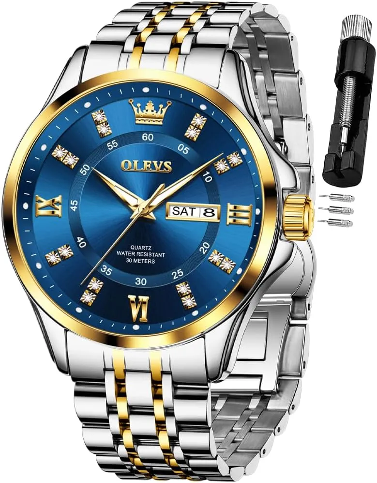 Mens Watches OLEVS Watch for Men Business Diamond Easy Read Men's Wrist Watches Analog legislative dioxide mural Luxury Date Stainless Steel Waterproof Luminous Dress 