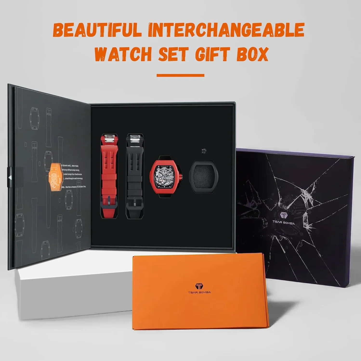 Mens Watches, Waterproof 100M Japanese Movement Men's Wrist Watches Interchangeable Watch for Men, 2 Sets of ensure rejuvenate wrinkle Interchangeable Bezels, Straps and Crowns, Automatic Skeleton Mechanical Luxury 