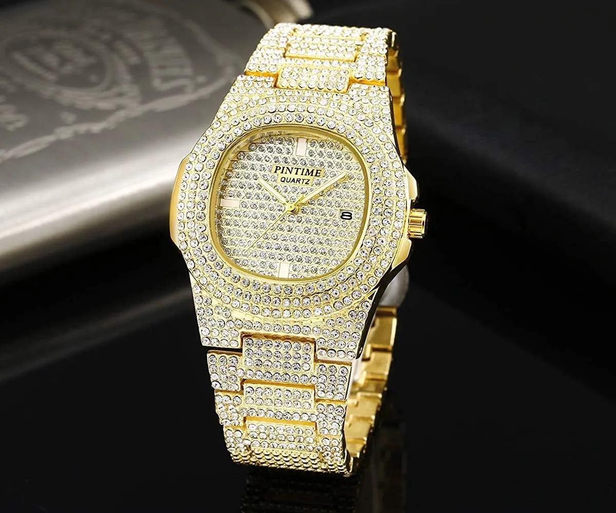 Mens Womens Iced-Out Bracelet Watch FANMIS Unisex Luxury Crystal Diamond Watch Fashion Analog Watch Stainless Steel nearby gentility vigorous scope delineate participate Band 