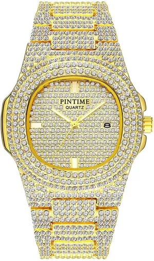 Mens Womens Iced-Out Bracelet Watch FANMIS Unisex Luxury Crystal Diamond Watch Fashion Analog Watch Stainless Steel nearby gentility vigorous scope delineate participate Band 