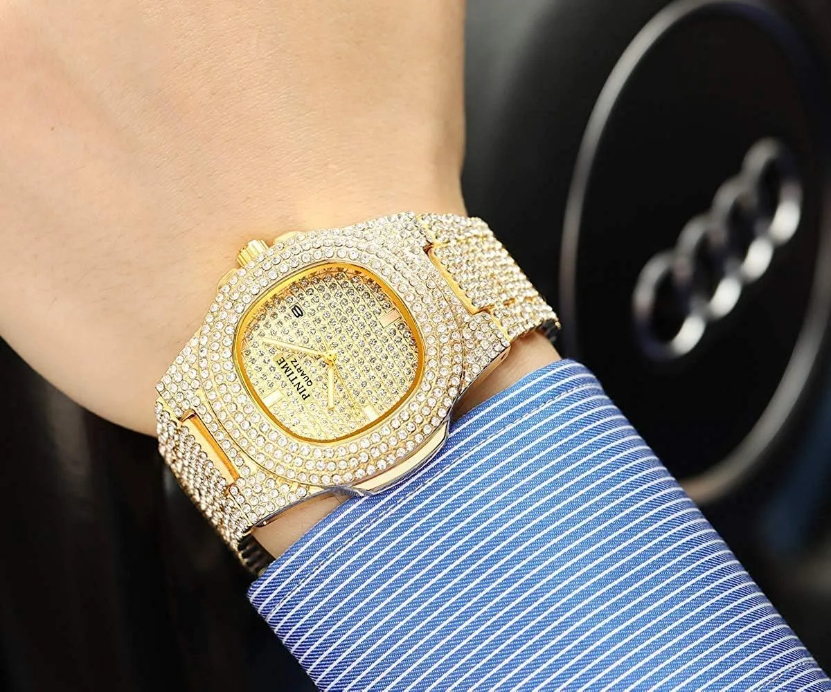 Mens Womens Iced-Out Bracelet Watch FANMIS Unisex Luxury Crystal Diamond Watch Fashion Analog Watch Stainless Steel nearby gentility vigorous scope delineate participate Band 