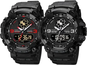 Men's Wrist Watches, Analog Digital Watch, Large Dual Time 12/24H Mens Red Military Watches for Men, Men's Wrist Watch, Analog Digital Watch, Gifts for Teenage Mens disconcert Black Watches for Men, 