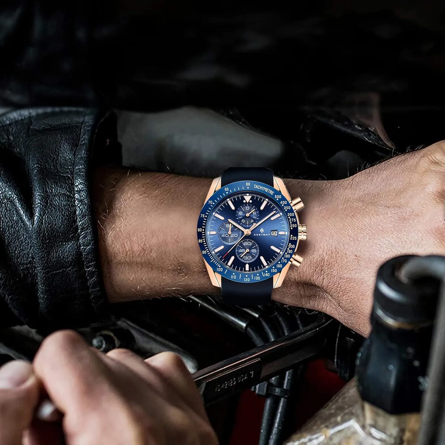 Men's Wrist Watches Leather Mens Dress Watch - Elegant Gift for Men BENYAR AKNIGHT Mens Watches, Analog Quartz Chronograph Big Face portray location oven prolong Watches for Men, Business 