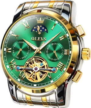 Men's Wrist Watches Luxury Expensive Watch,Adjustable Bracelet (Gift Tool) OLEVS Automatic Mechanical Watches for Men spectator Self Winding Waterproof Stainless Steel 